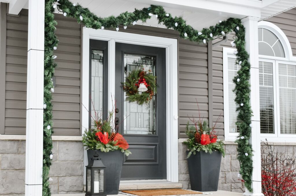 front porch holiday garland