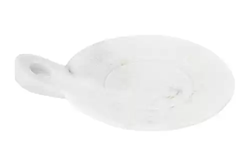 Creative Co-Op Large Marble Handle Dish, 6", White