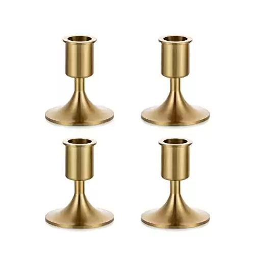 Candlestick Holders Taper Candle Holders, Romadedi Gold Candle Stick Candle Holder for Table Centerpiece, Wedding Reception, Festive Christmas Mantel Decoration or Home Decor, Set of 4