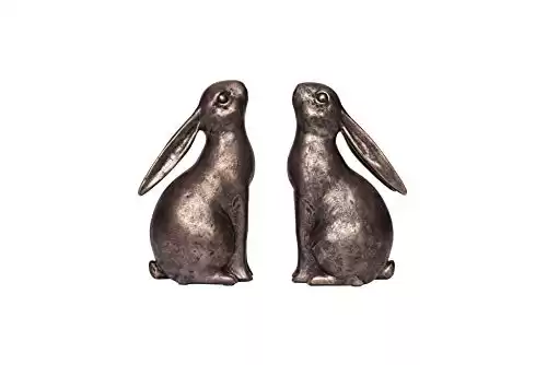 Creative Co-Op Decorative Resin Rabbit Bookends, Bronze, Set of 2