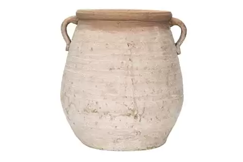 Large Orange & Whitewashed Terracotta Urn