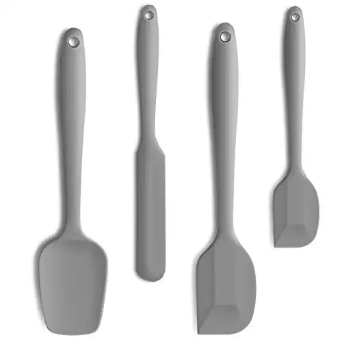 4 Piece Silicone Spatula Set, Flexible Heat Resistant Non-scratch Baking Cooking Rubber Spatulas with Stainless Steel Core, Gray