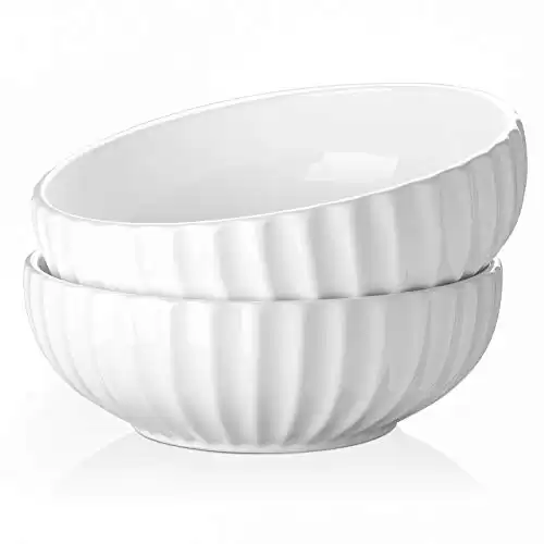 DOWAN 9.75" Large Serving Bowls for Valentines Day - 86 oz Ceramic Serving Dishes for Entertaining Party Dinner Banquet - Fruit Salad Bowls - Set of 2