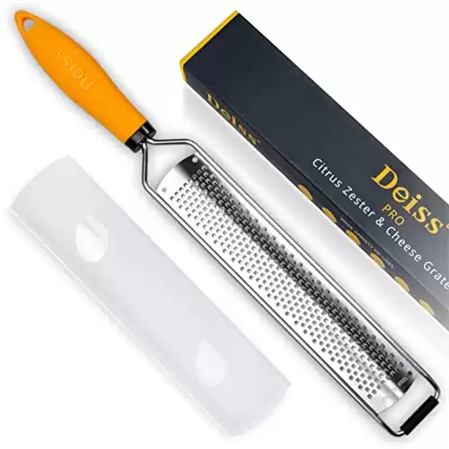 Deiss PRO Lemon Zester & Heavy Duty Cheese Grater & Vegetable Grater Parmesan Cheese Lemon, Garlic, Nutmeg, Chocolate, Fruits, Vegetables, Ginger Grater - Cheese Shredder & Stainless Steel...