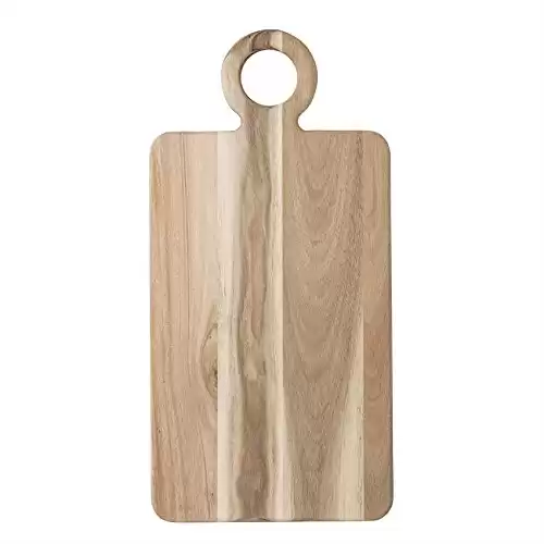 Bloomingville Rectangular Acacia Wood Cutting Board Tray with Circle Handles, Natural