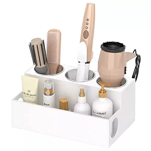 NIUBEE Acrylic Hair Styling Tool Organizer and Holder - Bathroom Countertop Storage for Blow Dryers, Accessories, Makeup, and Toiletries