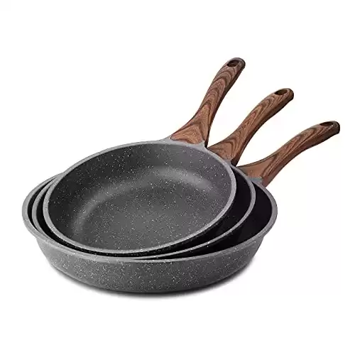 SENSARTE Nonstick Frying Pan Set Nonstick Skillets, Swiss Granite Coating Omelette Pan, Healthy Stone Cookware Chef's Pan, PFOA Free (9.5+11+12.5 Inch)