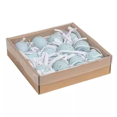 Creative Co-Op Boxed Set of 12 Blue Speckled Ceramic Robin Eggs