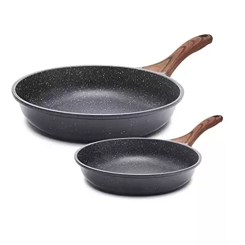 SENSARTE Nonstick Frying Pans Set, 8+12.5 Inch Skillets with Swiss Granite Coating, Healthy Stone Cookware Omelette Pan Chef's Pan, PFOA Free