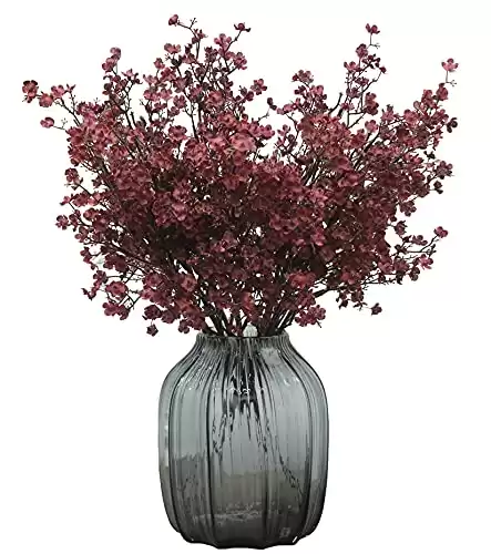 JAKY-Global Babys Breath Silk Burgundy Artificial Flowers 12 Bundle Fake Plants Decor Fall Stems Decoration Bouquets for DIY Home Garden (Burgundy Than Red)