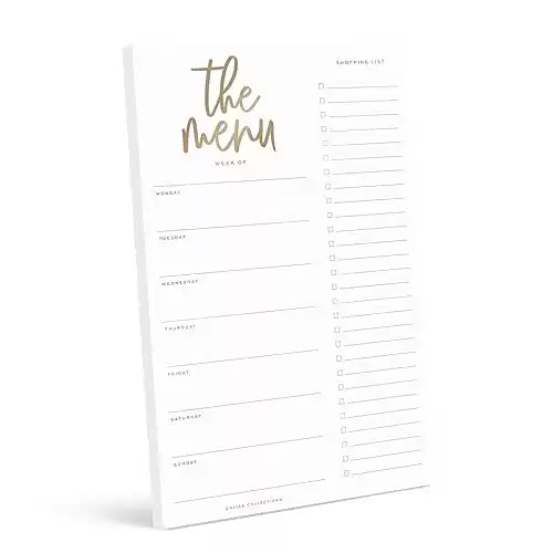 Bliss Collections Weekly Meal Planner, Gold, Magnetic Family Meal Calendar and Notepad for your Fridge for Meal Prep, Grocery Lists, Notes, Tasks, To-Do List and Organization, 6"x9" (50 Shee...
