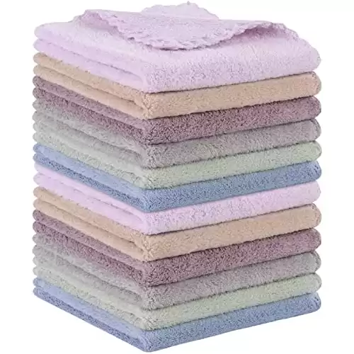 SUNLAND Microfiber Face Cloth Reusable Makeup Remover Facial Cleansing Towel Ultra Soft Face Washcloth 12inchx12inch 12 Pack Multicolor