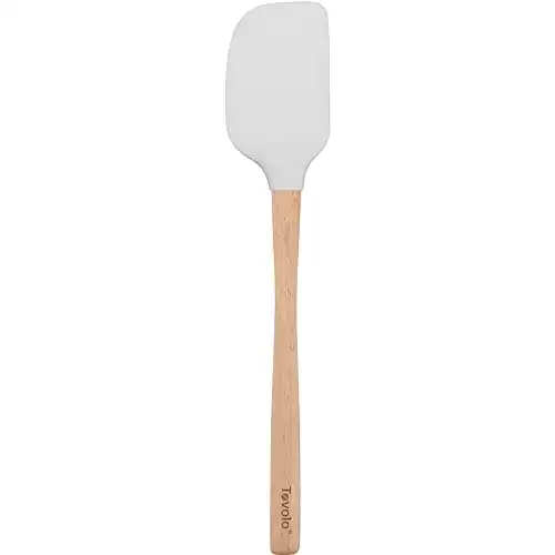 Tovolo Flex-Core Wood Handled Spatula, Easy Clean, Removable Head, Heat Resistant, White