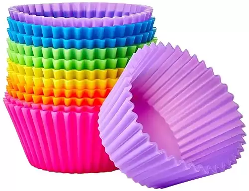 Amazon Basics Reusable Silicone Baking Cups, Muffin Liners-Pack of 12, Multicolor