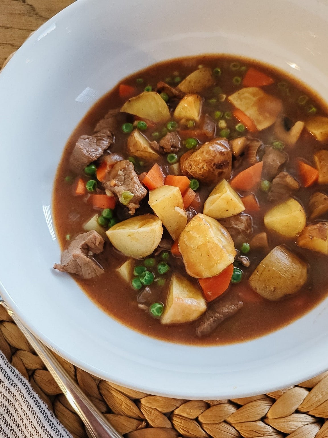 Homemade English-Style Beef Stew with Roasted Potatoes