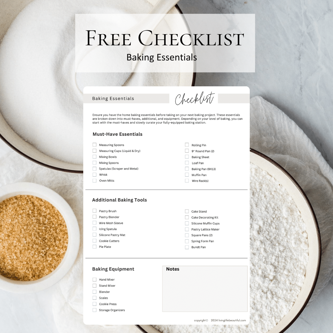 free baking checklist