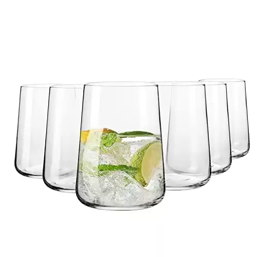 Krosno Water Glasses | Set of 6 | 16.6 fl oz | Water Drinks Juices | Infinity Collection | Elegant design | Lead-free Glass | Home Restaurants Parties | Dishwasher safe | Gift Idea | Made in EU