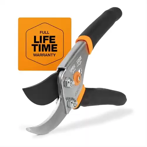 Fiskars Bypass Pruning Shears 5/8 Garden Clippers - Plant Cutting Scissors with Sharp Precision-Ground Steel Blade