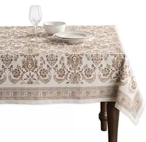 Maison d' Hermine Table Cloths 100% Cotton 60 Inch x 90 Inch Decorative Washable Rectangle Tablecloth, Dining, Kitchen & Camping, Allure - Thanksgiving/Christmas