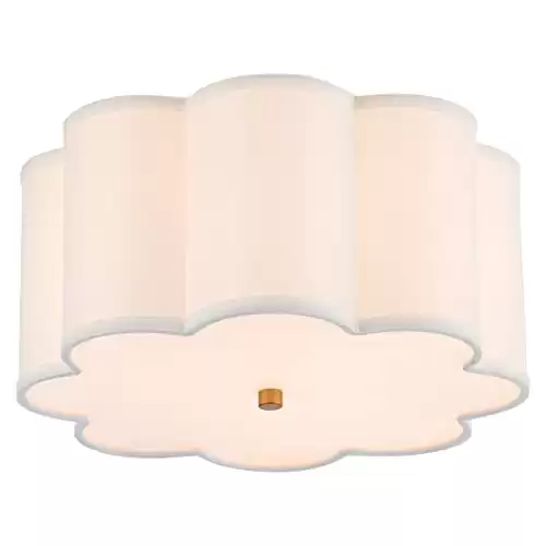 MhyTogn Semi Flush Mount Ceiling Light Fixture, Modern Close to Ceiling Lamp with Cream White Fabric Drum Shade for Nursery Kids Room Bedroom Kitchen Hallway Entryway 3-Light