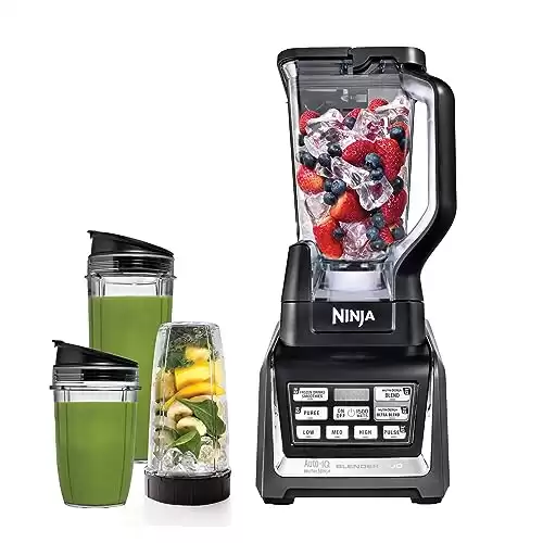 Ninja BL642 Nutri Ninja Personal & Countertop Blender with 1200W Auto-iQ Base, 72 oz. Pitcher, and 18, 24, & 32 oz. To-Go Cups with Spout Lids, For Smoothies, Shakes & More, Dishwasher Saf...