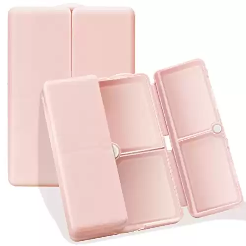 FYY Daily Pill Organizer, 7 Compartments Portable Travel Pill Case [Folding Design]Pill Box for Purse Pocket to Hold Vitamins,Cod Liver Oil,Supplements and Medication-Pink