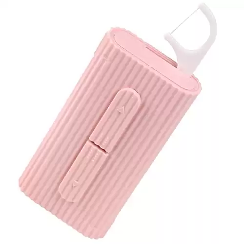 Pink Dental Floss Portable Case, Storage 10 Picks Adult Floss in Box. The Best Tool for Cleaning Teeth and Oral Care. Portable Travel Floss is Perfect for Dinners, Dating, Travel, Hotels.(Pink)