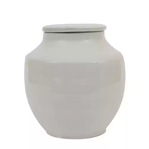 Small Round White Terracotta Cachepot