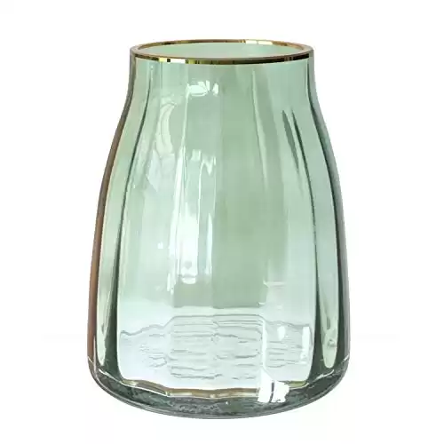 Senliart Flower Vase Modern Glass Vase Home Decor Vases, Bookshelf Decor Green Glass Vase Centerpieces for Tables Vases for Flowers, Clear Vases Home Decor 7(H) X 5.5(W)