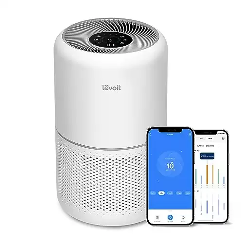 LEVOIT Air Purifiers for Home Bedroom, Smart WiFi, HEPA Sleep Mode for Home Large Room, Quiet Cleaner for Pet Hair, Allergies, Dust, Smoke, Pollon, White Noise, Alexa Control, Core300S-P, White