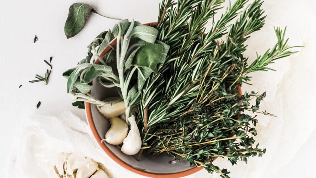 harvesting herbs in july