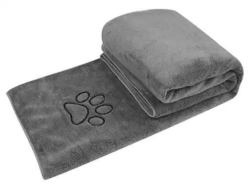 SUNLAND Dog Towel Super Soft Dog Drying Towel Ultra Absorbent Dog Bath Towel with Embroidered Paw Print