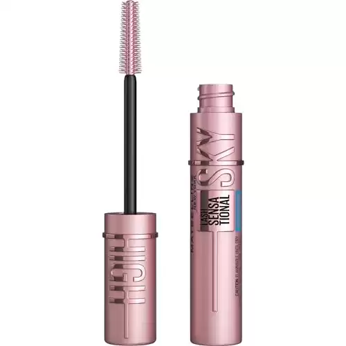 Maybelline Lash Sensational Sky High Waterproof Mascara Makeup, Volumizing, Lengthening, Defining, Curling, Multiplying, Buildable Formula, Brownish Black, 1 Count