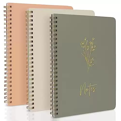 ZICOTO Aesthetic Spiral Notebook Set of 3 For Women Cute College Ruled 8 6 Journal/Notebook with Large Pockets And Lined Pages Perfect Supplies to Stay Organized at Work or School