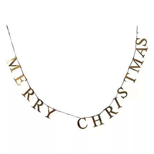 Creative Co-Op 55" L Merry Christmas, Brass Finish Metal Garlands, Multi