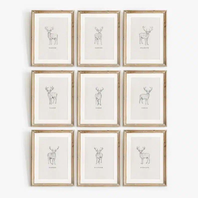 printables wall art christmas reindeer prints