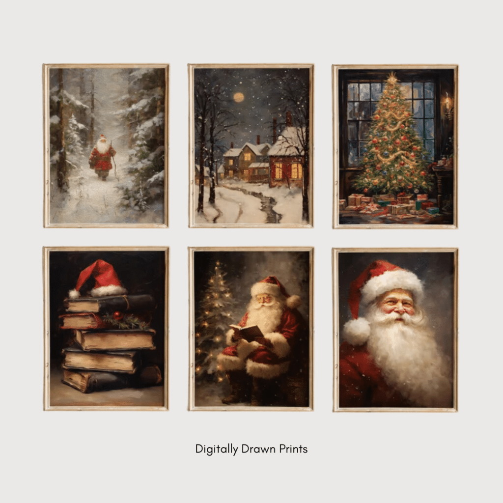 printables wall art vintage christmas