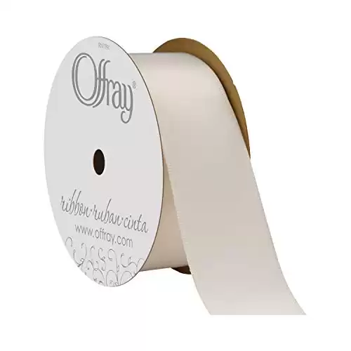 Berwick Offray 1.5" Single Face Satin Ribbon, Ivory White, 25 Yds