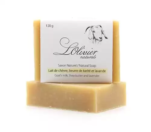 L'OLIVIER NATURALS 2 Pack Goat's Milk Soap - With Shea Butter and Lavender - All Natural Bar Soap - Handmade Soap - Made in Canada