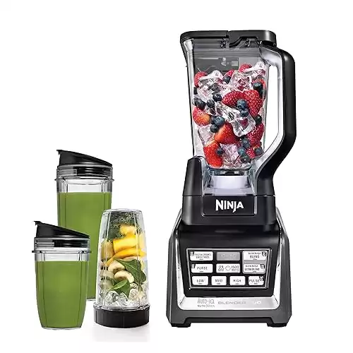 Ninja BL642 Nutri Ninja Personal & Countertop Blender with 1200W Auto-iQ Base, 72 oz. Pitcher, and 18, 24, & 32 oz. to-Go Cups with Spout Lids, for Smoothies, Shakes & More, Dishwasher Saf...